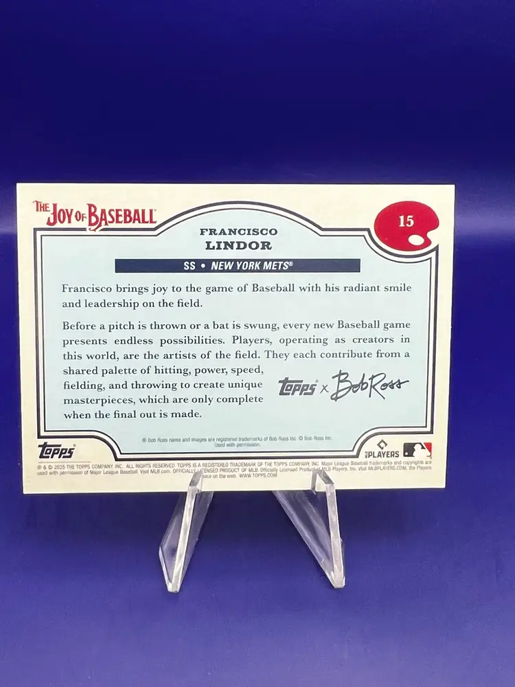 Francisco Lindor 2025 Topps X Bob Ross Joy Of Baseball Titanium White /35 New York Mets