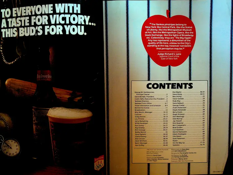 New York Yankees 1983 Official Yearbook Billy Martin