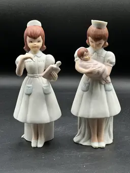 2 Vintage Lefton Nurse Figurines 80’s