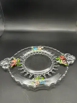 A34 Vintage clear glass serving dish