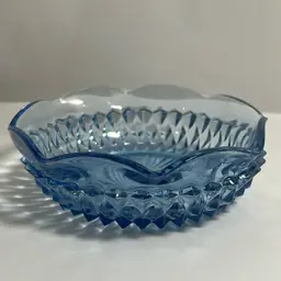 Vintage Diamond Point Ice Blue Indiana Glass Bowl Dish