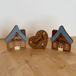 Vintage Painted Wooden Home Sweet Home Wall Decor Set 3 Piece