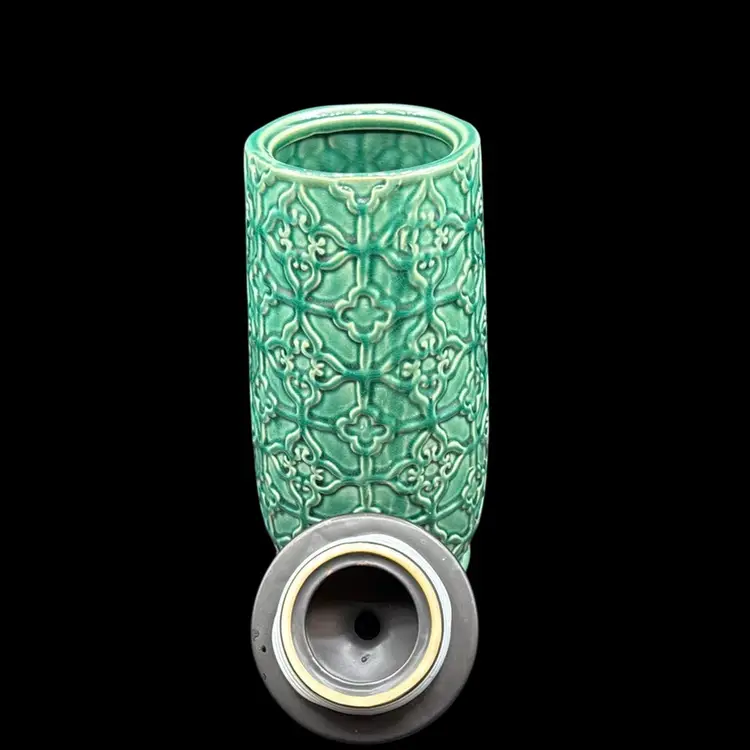 VTG Pier 1 Stoneware Pottery Sundarra Celadon Glaze X-Tall Canister/vase 14” No Noted Flaws Stamped