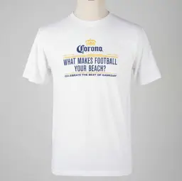 Corona Beer T-Shirt White Size Large Short Sleeve Football Beach Party Cinco de Mayo