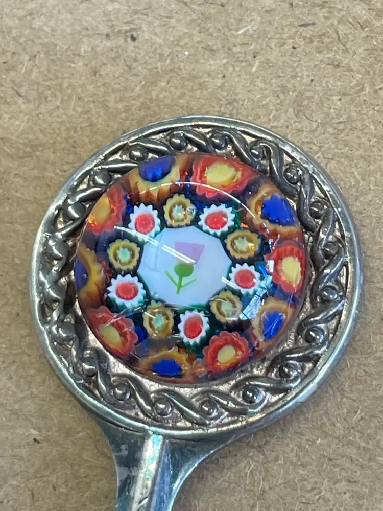 Caviness Silverplate Spoon Millefiori Thistle Motif
