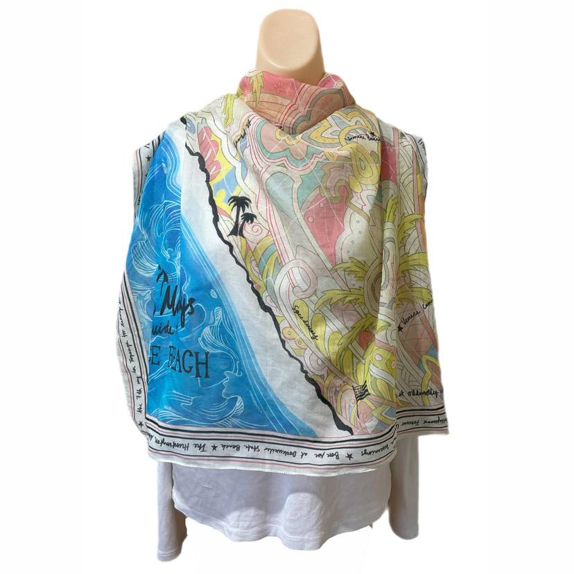 Odd Molly Venice Beach Scarf Map California Wrap Vintage Boho 