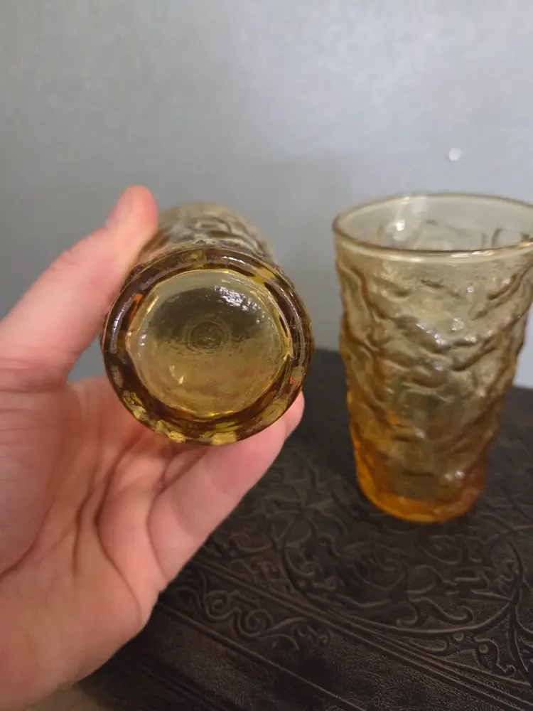 Vintage Amber Textured Shot Glass Set