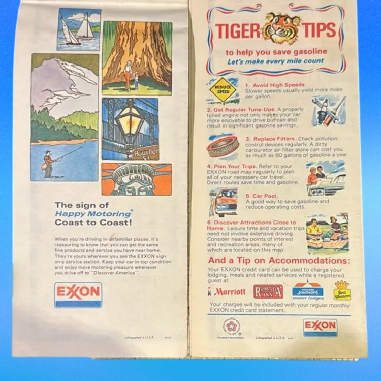 Vintage Lot (2) Exxon Gas New Jersey Road Maps Tourist Driver Map Guide Centennial Dated 76-77 & 1973