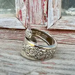 Spoon Ring Silver Plate Size 6.5 Spiral Adjustable Up or Down