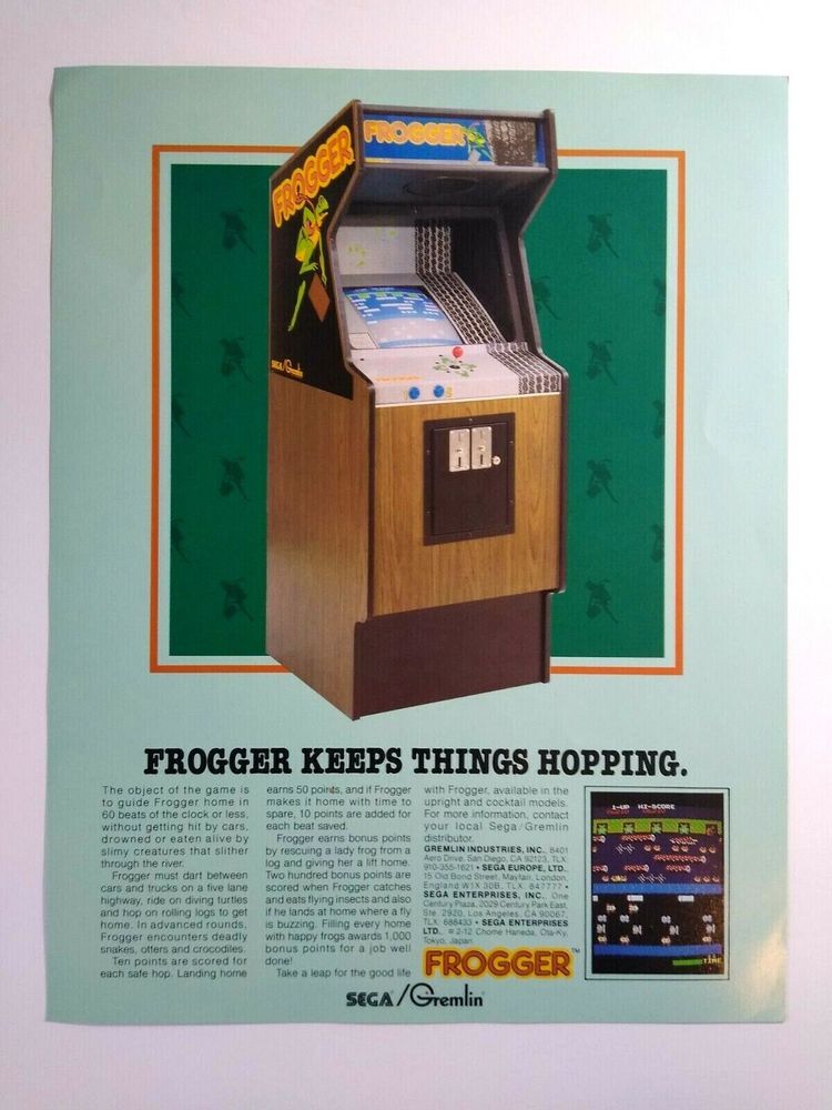 Frogger Game Sign Frogger Arcade Flyer Original 1981 Video Retro Classic Game Artwork Gremlin