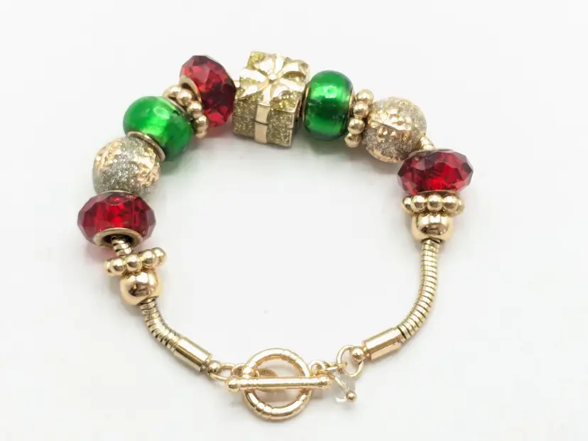 Vintage Napier? Gold Tone Christmas Charm Bracelet Holiday Jewelry