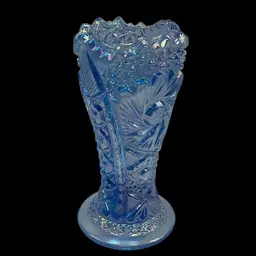 LE Smith Whirling Stars Ice Blue Vase, 6-1-2” Tall