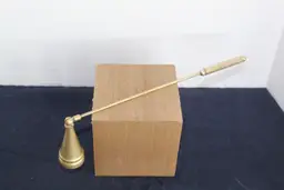 Vintage Brass Gold Tone Long Candle Snuffer Ribbed Handle Elongated Bell