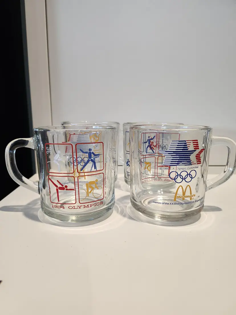 set of 4 McDonalds 1984 Olympics glass mugs