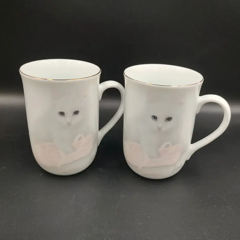 Vtg Otagari Kitten Mugs Signed By Bob Harrison