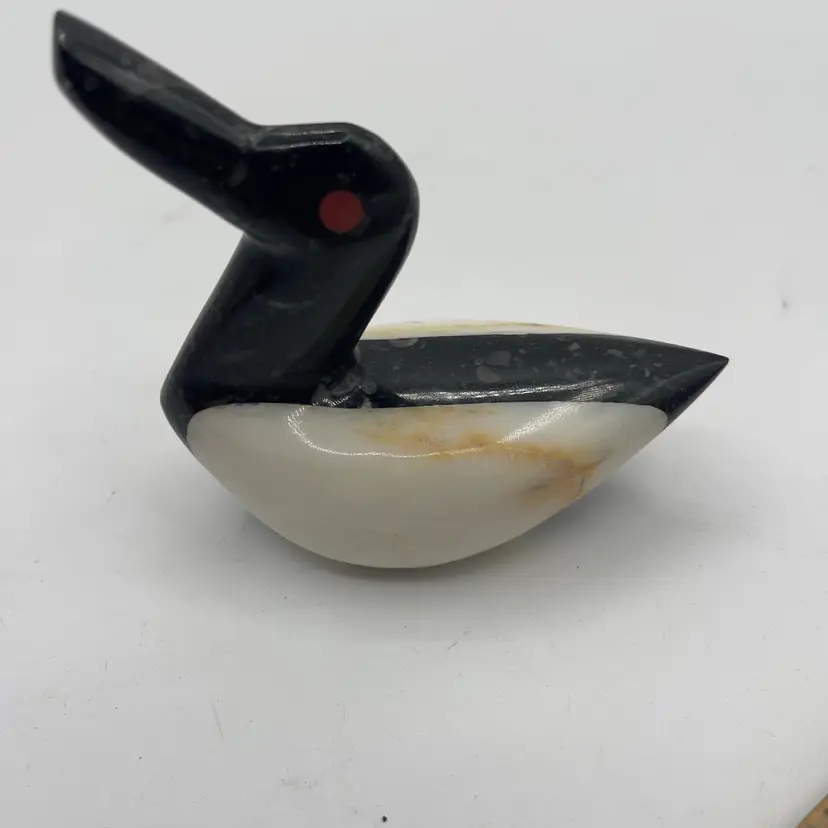 carved Stone/Marble Duck 3.5 Inches Loon
