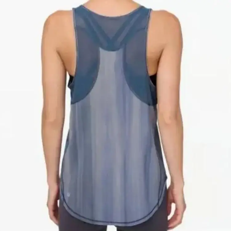 Lululemon Blue Grey brushed sculpt athletic mesh tank size small