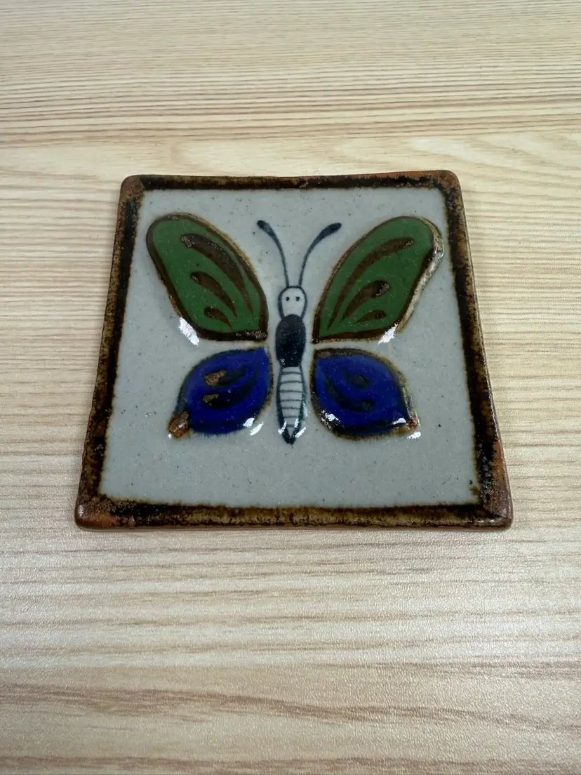 Tonala Mexican Pottery Butterfly Wall Plaque