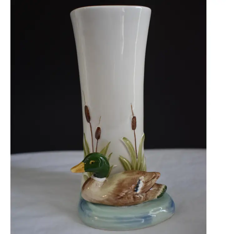 Otagiri Ceramic Hand Painted Duck Vase - Made in Japan 1982
