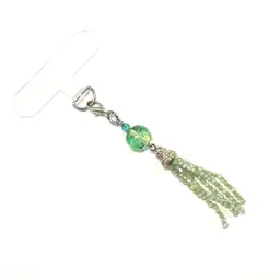 Sea Green Beaded Phone Charm Repurposed Jewelry Made By Me 2.5”