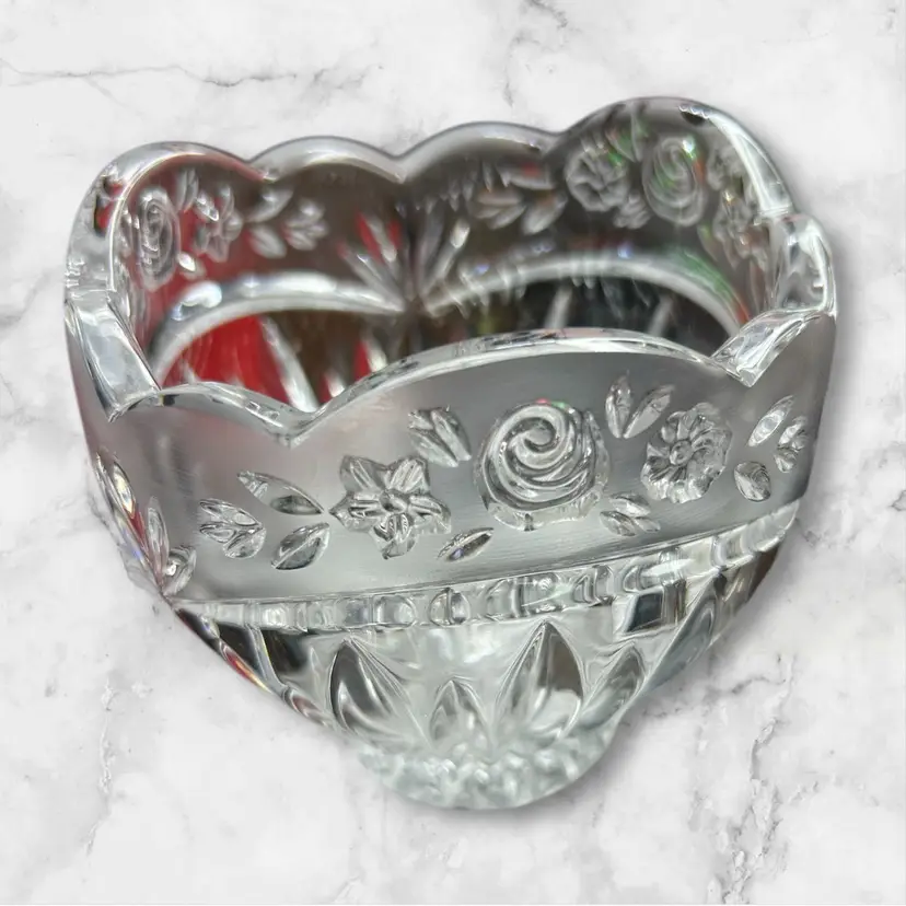 Vintage Oneida Southern Garden Lead Crystal Potpourri Bowl Candle Holder Germany