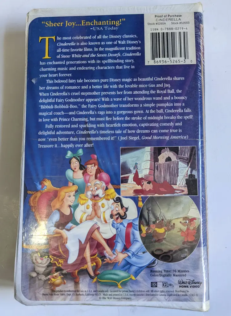 Walt Disney's Cinderella (VHS) Brand New/Sealed