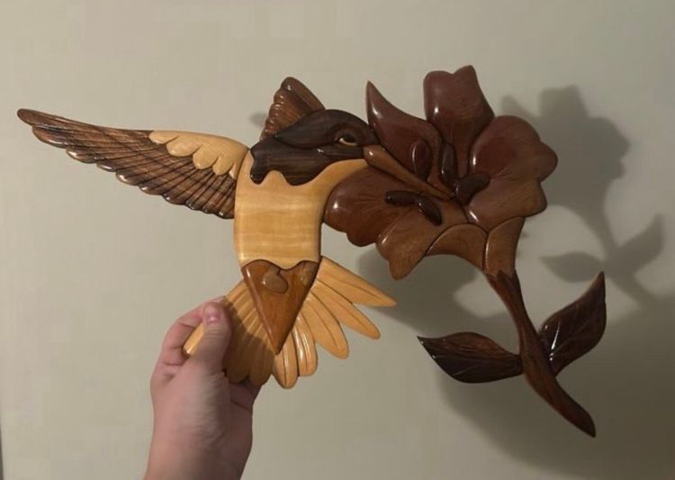 Carved Wood Hummingbird Wall Art