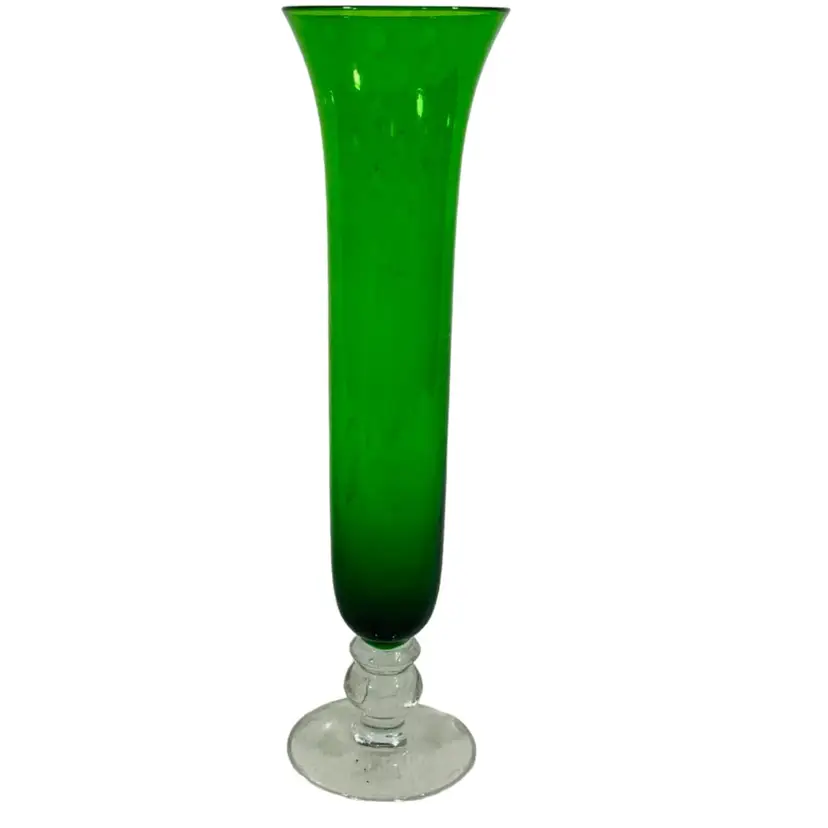 Gorgeous Vintage Handblown Emerald Green Glass Bud Vase
