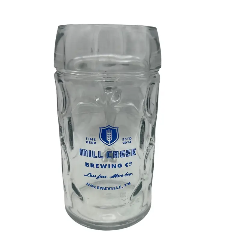 Mill Creek Brewing Co Nolensville TN 0.5L Logo Dimpled Beer Stein Glass Mug Bar