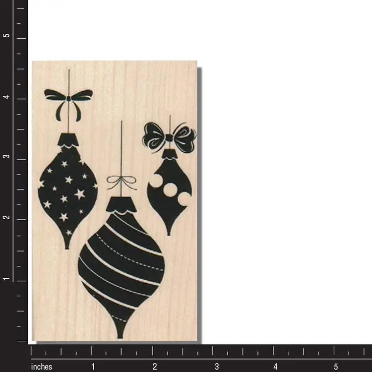 Ornaments With Bows Christmas Rubber Stamp