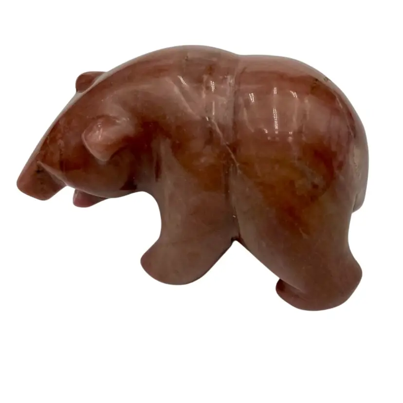 Vintage Soapstone Mini Hand-Carved Bear, Brown, Canada/Inuit?, 2" x 1.25"