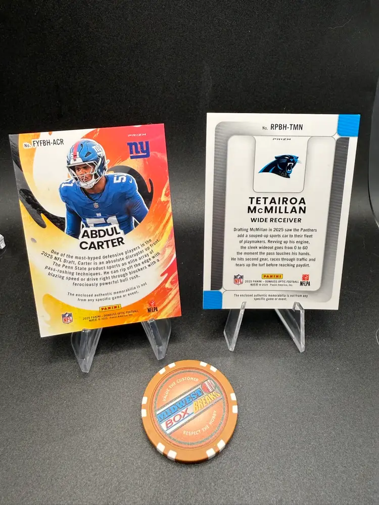 Abdul Carter & Tetairoa McMillan RC Patches 2025 Optic