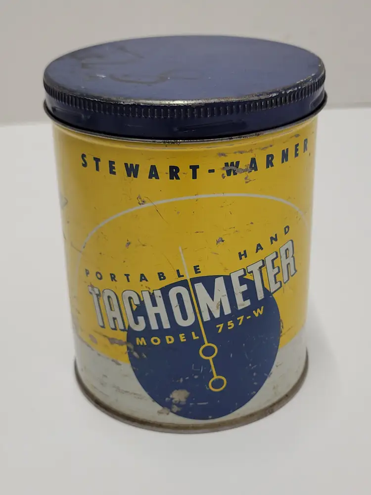 Tachometer Stewart Warner Portable Hand Tachometer Model 757-W w original can
