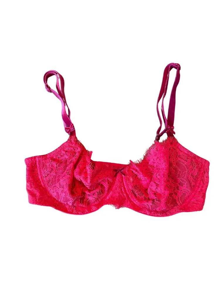 Victoria’s Secret Dream Angels Push-Up without Padding Red Lace Underwire Bra Size 34D 0595B