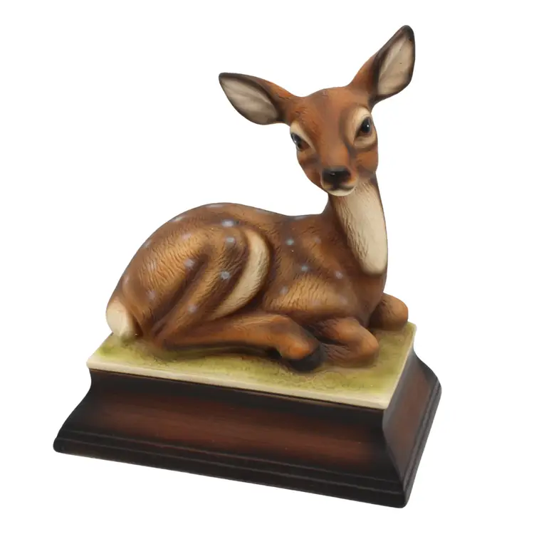 Vintage Bisque Porcelain Spotted Deer Figurine on Base Harvey Knox Made in Japan