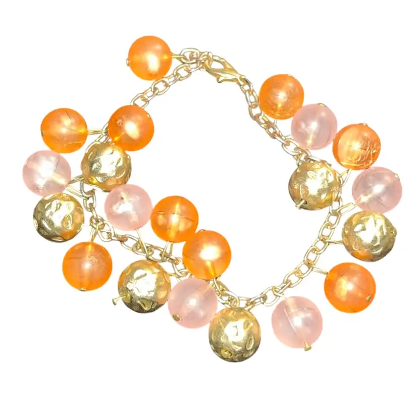 Pink And Orange Beaded Bracelet