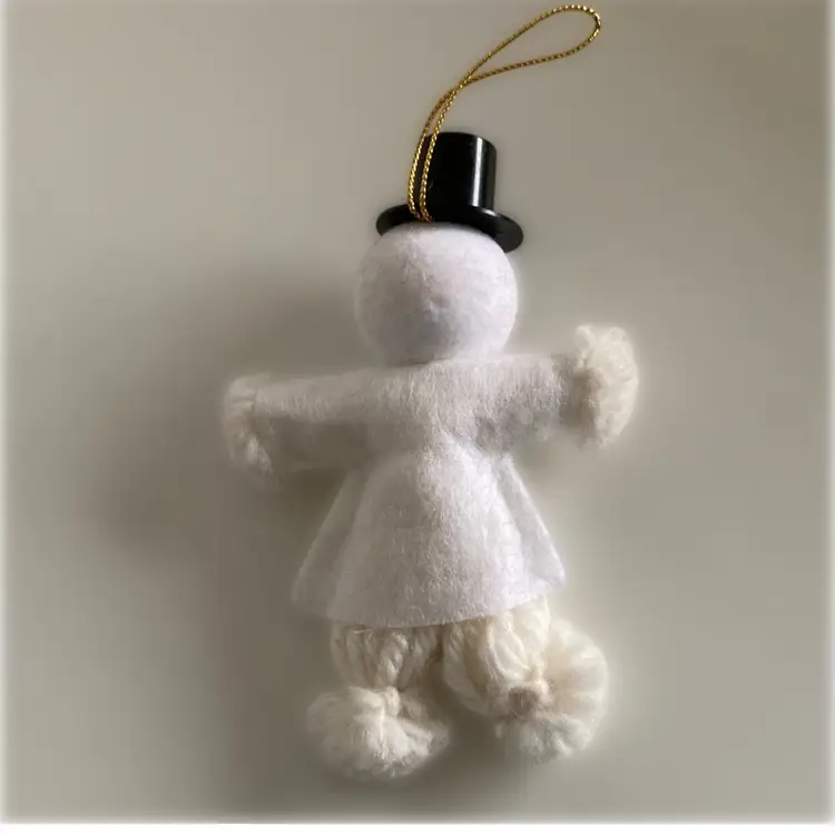 Vintage Spun Head and Felt Christmas Ornament Man With Top Hat