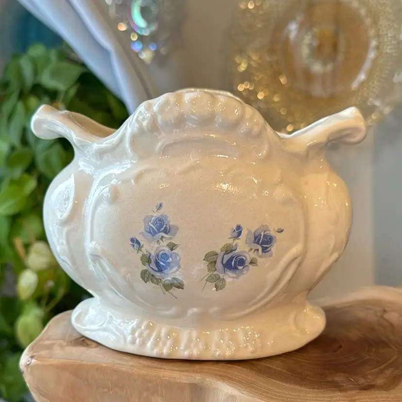 Blue Floral Ceramic Planter