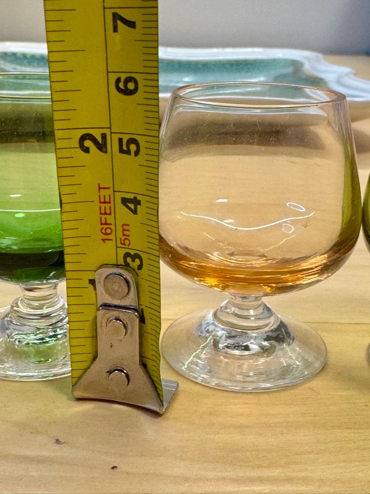 Beautiful color glass stem shot glasses set of 4