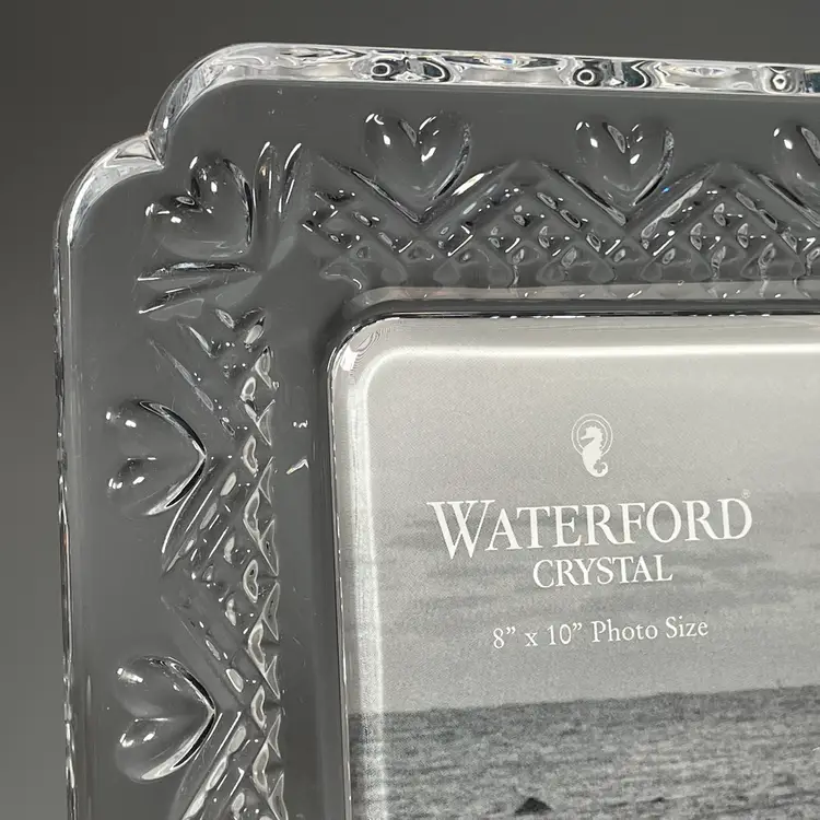 Waterford Crystal Glass Wedding Heirloom 8 x 10 Picture Frame Used w Box 139937