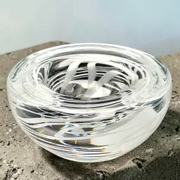 Hand Blown Glass White Swirls Votive or Tealight Candle Holder Artland Scandia