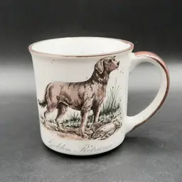 Vintage Golden Retriever Speckled Pottery Coffee Mug