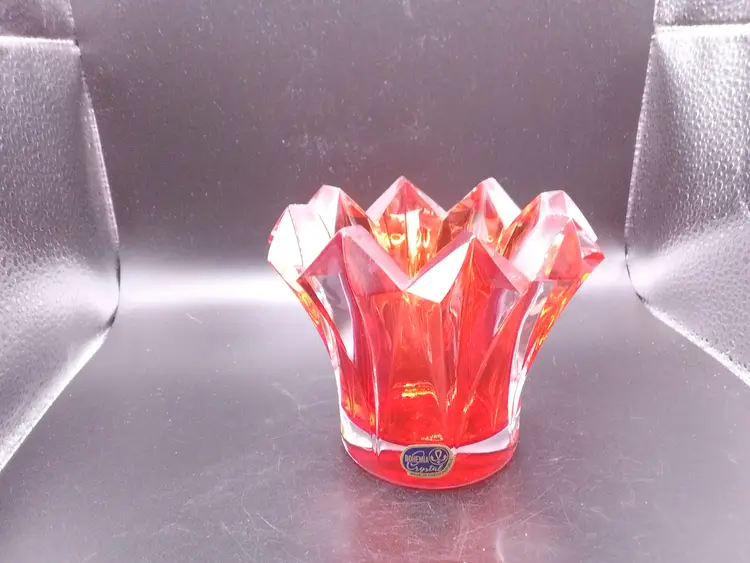 Mikasa Czech Republic Red Lead Crystal Votives Candle Holder Skyline