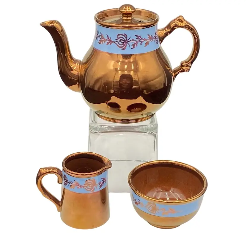 Vintage Gibsons (England) Tea Set, A500 pattern, Lusterware, Teapot, Sugar, Creamer