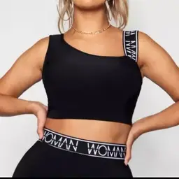 Boohoo Polly Woman Slinky Bralet Crop Top Elastic Shoulder Strap Black Sz 16