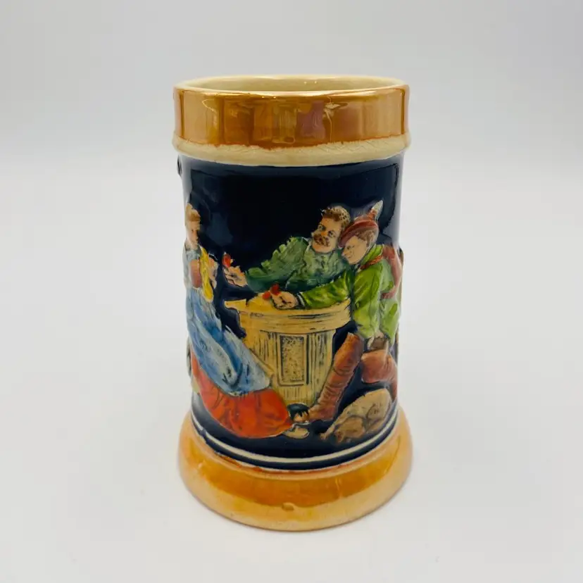 Vintage Made in Germany Ceramic German Beer Stein Mug No Lid 4-3/4 inch tall