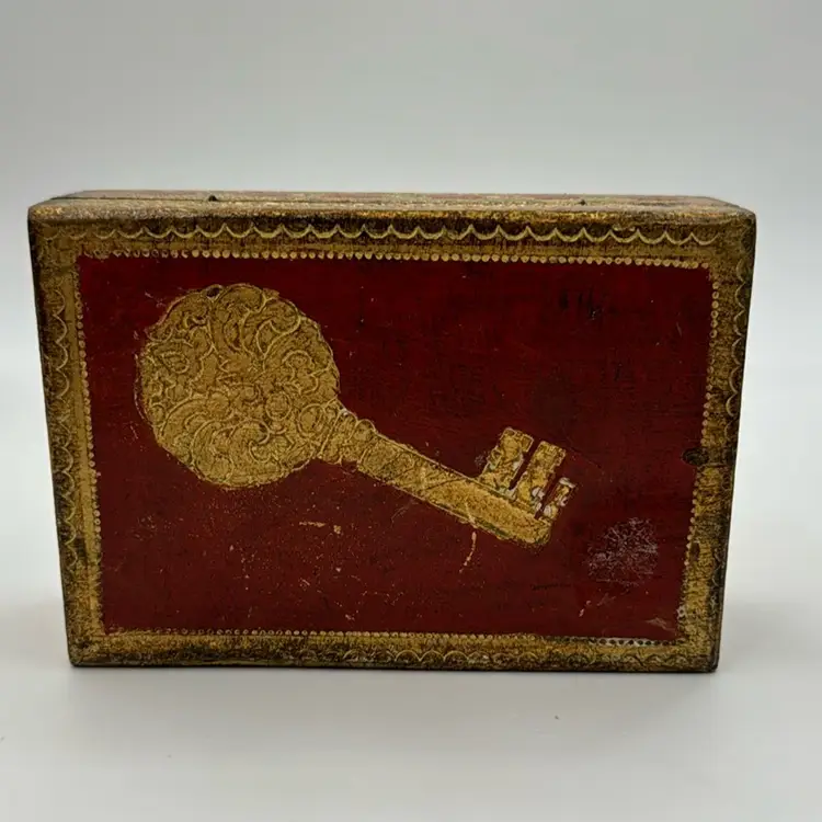 Vintage Florentia Hand Made Hand Crafted Embossed Keepsake Trinket Box Italy