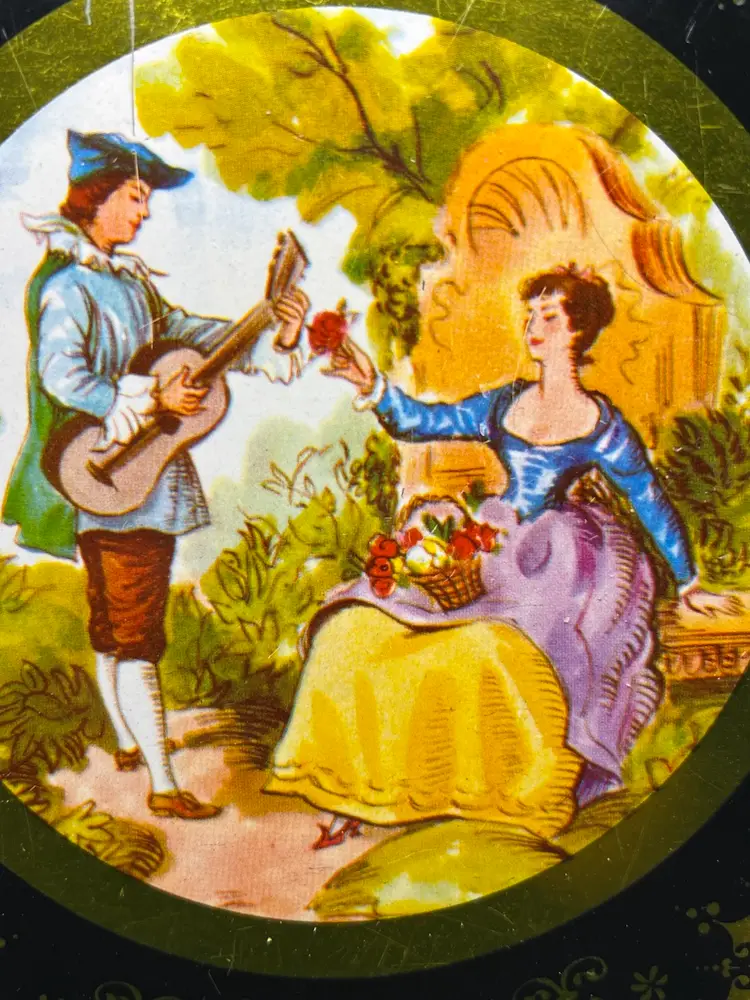 Vintage Tin With Victorian Couple 8”
