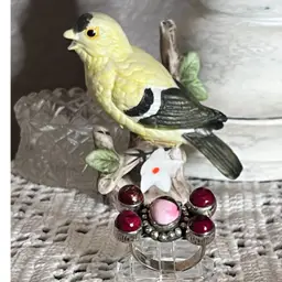 Sz 5 Red Rose Dahlia Sterling Ring