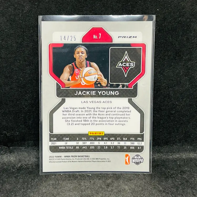 Jackie Young GREEN PULSAR /25 Prizm WNBA Basketball Card Las Vegas Aces Retail Parallel